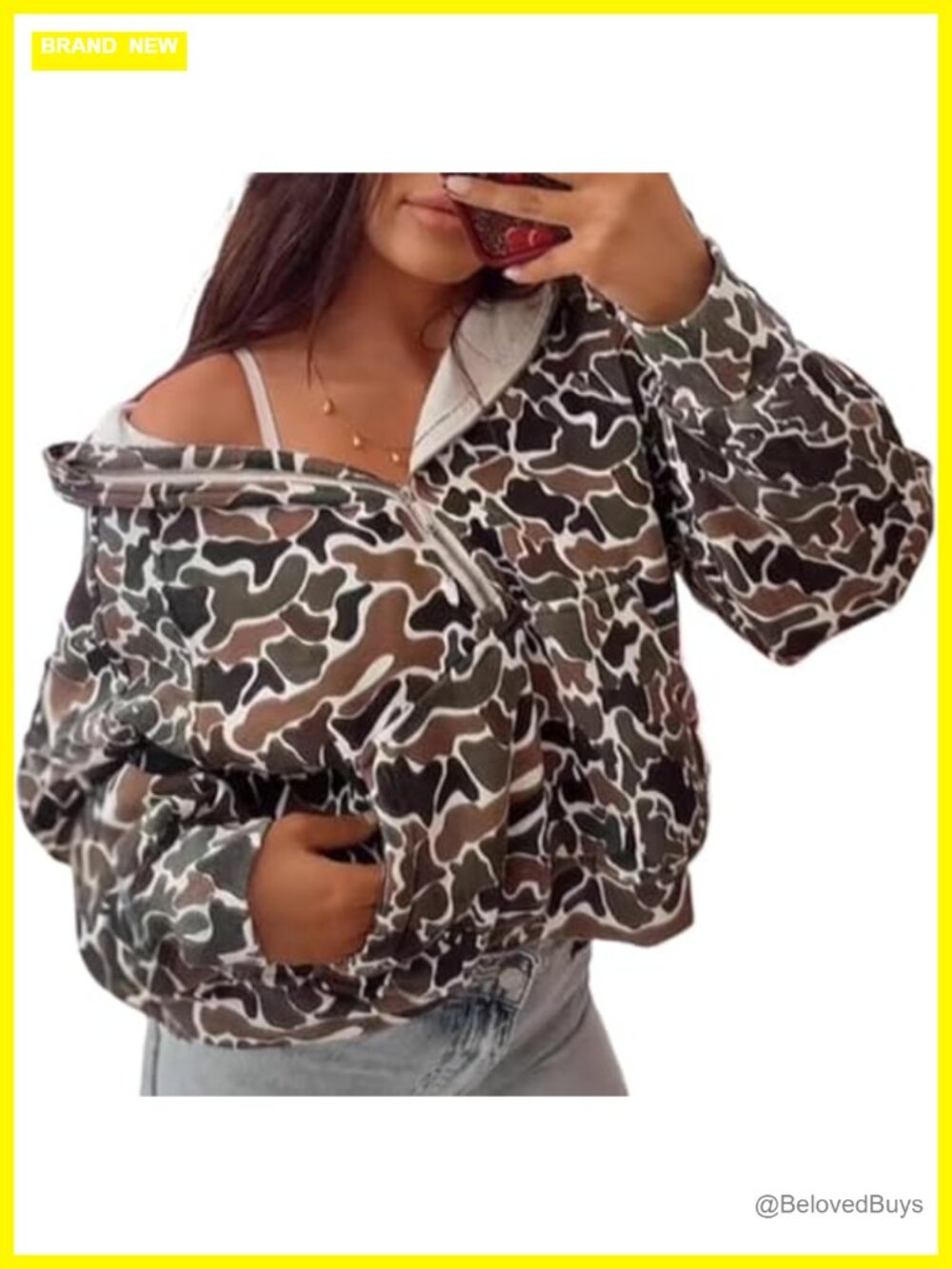 Pooyikoi Quarter Zip Hoodie Oversized Camo Cheetah Pullover Sweatshirt
